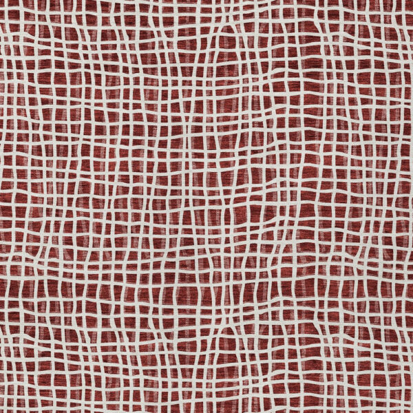 9' X 12' Burgundy And Ivory Striped Washable Indoor Outdoor Area Rug