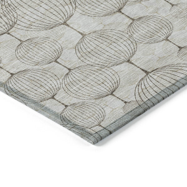 3' X 5' Beige And Brown Geometric Washable Indoor Outdoor Area Rug