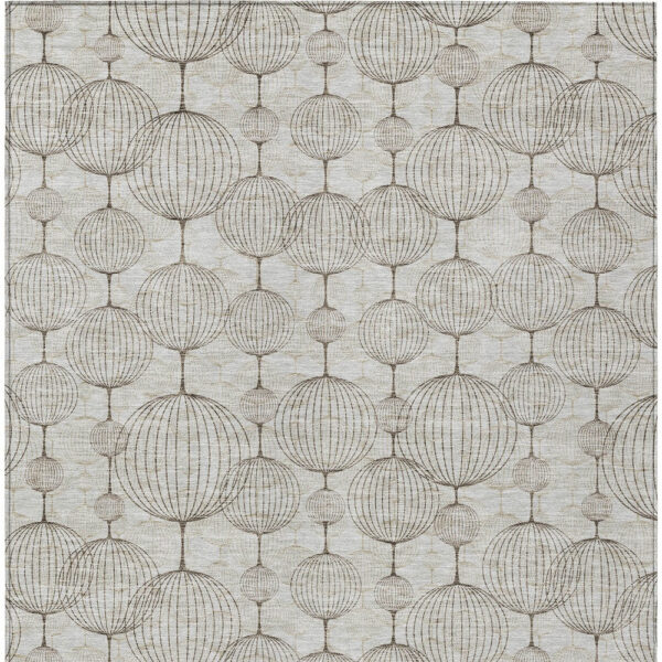 3' X 5' Beige And Brown Geometric Washable Indoor Outdoor Area Rug