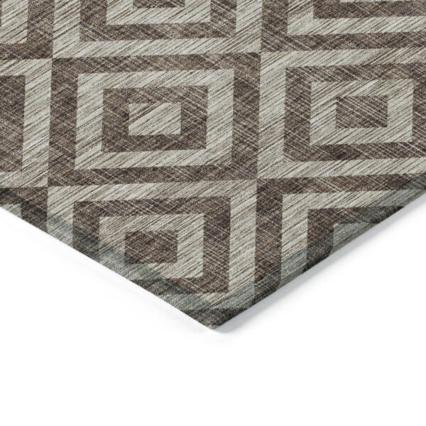 8' X 10' Brown Taupe And Beige Geometric Washable Indoor Outdoor Area Rug