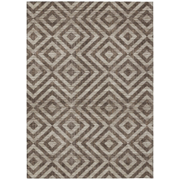 8' X 10' Brown Taupe And Beige Geometric Washable Indoor Outdoor Area Rug