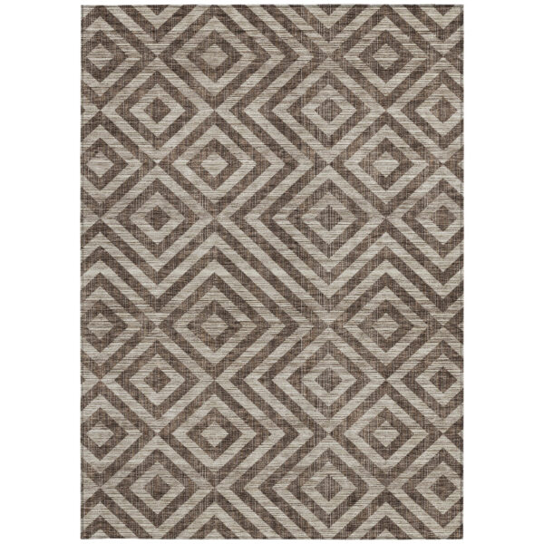 8' X 10' Brown Taupe And Beige Geometric Washable Indoor Outdoor Area Rug