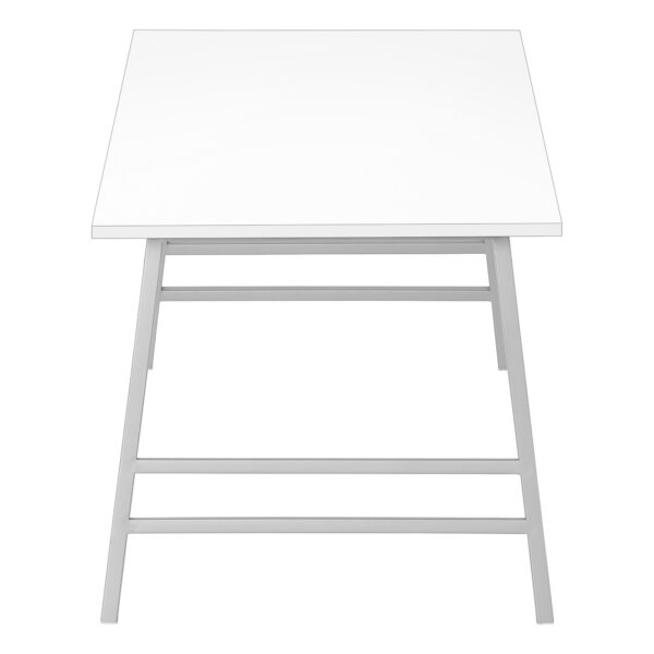 40" White And Silver Wood And Metal Coffee Table