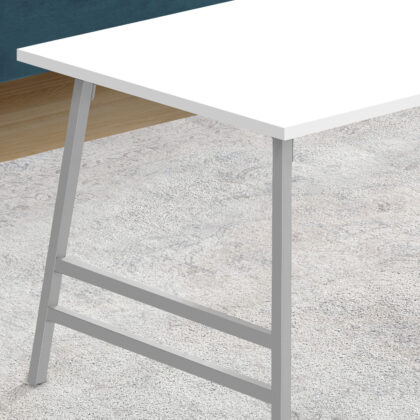 40" White And Silver Wood And Metal Coffee Table
