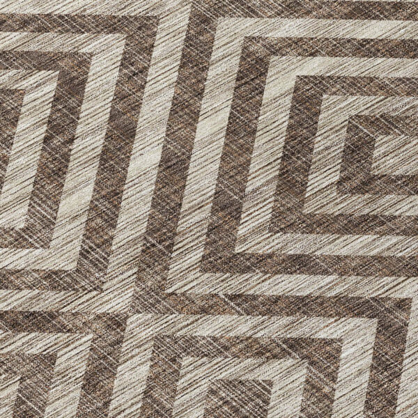8' X 10' Brown Taupe And Beige Geometric Washable Indoor Outdoor Area Rug