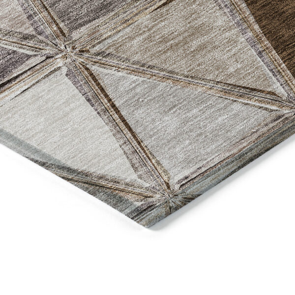 3' X 5' Brown Beige And Khaki Geometric Washable Indoor Outdoor Area Rug
