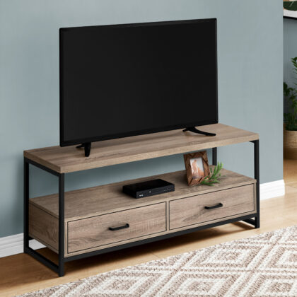 47" Deep Taupe Cabinet Enclosed Storage TV Stand