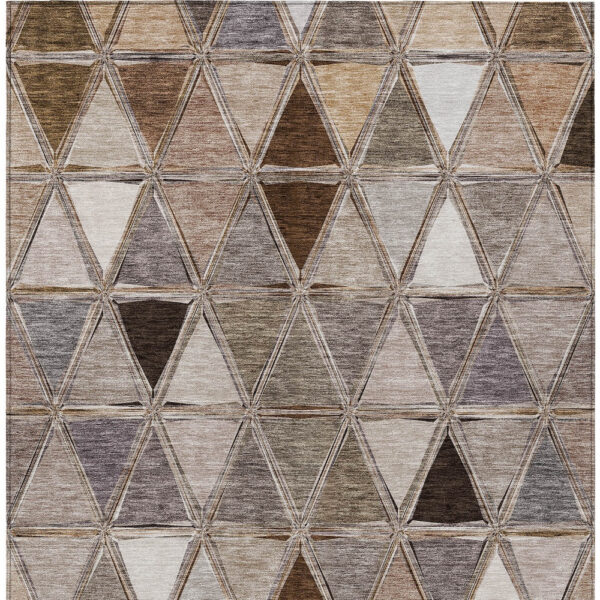 3' X 5' Brown Beige And Khaki Geometric Washable Indoor Outdoor Area Rug