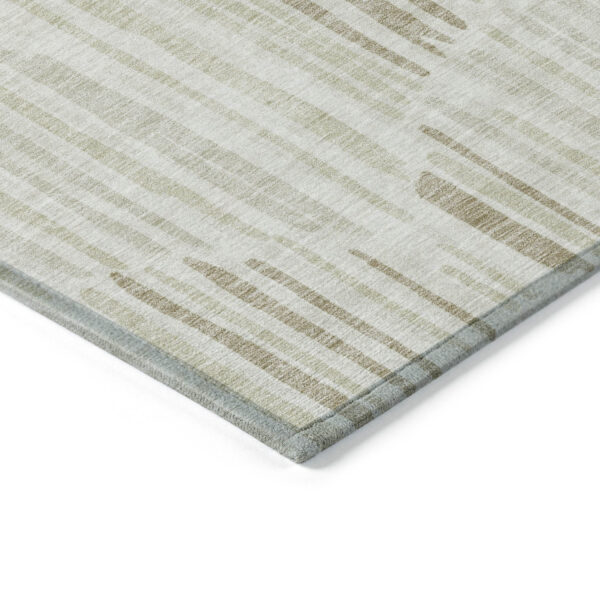 5' X 8' Ivory Beige And Taupe Abstract Washable Indoor Outdoor Area Rug