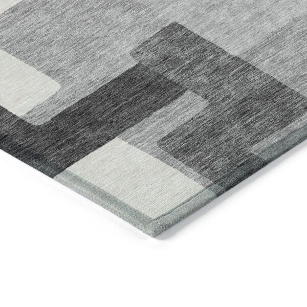 8' X 10' Gray Charcoal And Silver Abstract Washable Indoor Outdoor Area Rug