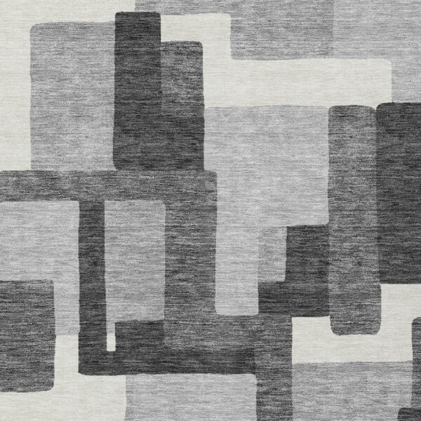 8' X 10' Gray Charcoal And Silver Abstract Washable Indoor Outdoor Area Rug