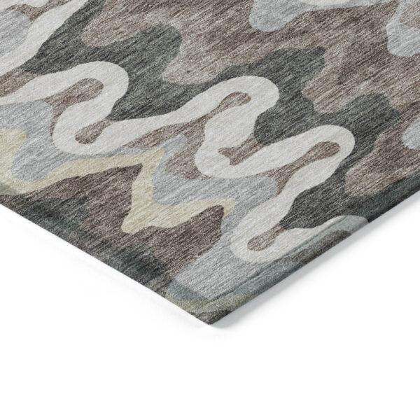 8' X 10' Charcoal Gray And Silver Abstract Washable Indoor Outdoor Area Rug