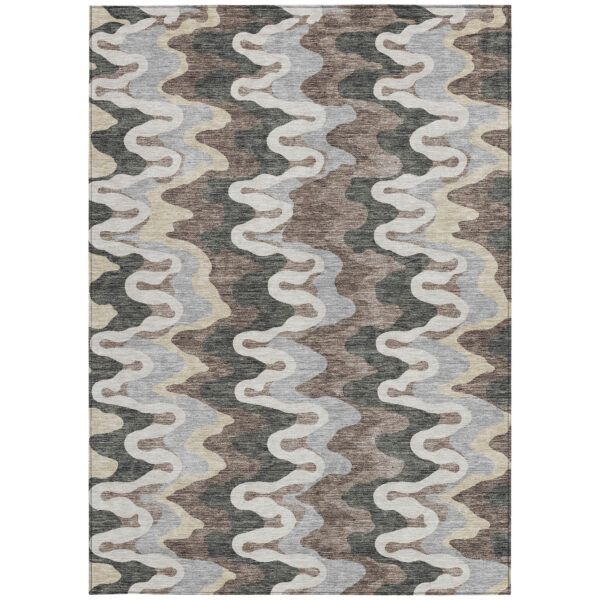 8' X 10' Charcoal Gray And Silver Abstract Washable Indoor Outdoor Area Rug
