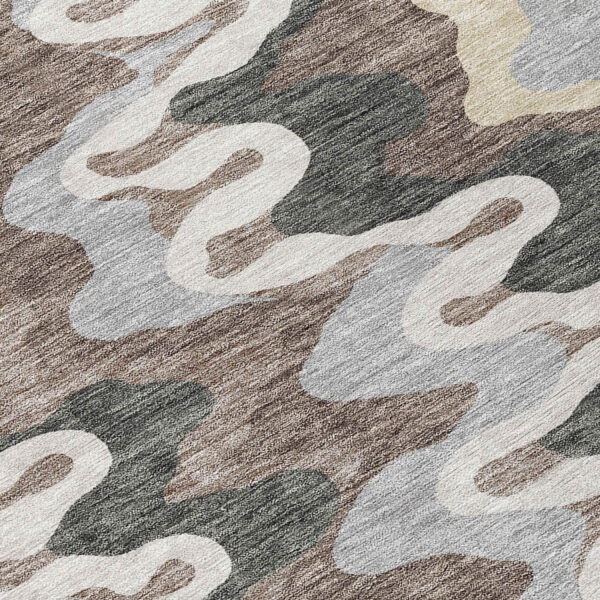 8' X 10' Charcoal Gray And Silver Abstract Washable Indoor Outdoor Area Rug
