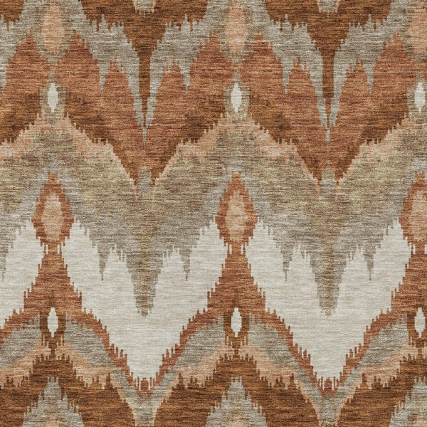 8' X 10' Orange Beige And Copper Ikat Washable Indoor Outdoor Area Rug
