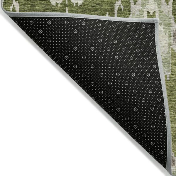 10' X 14' Olive Green And Artichoke Green Ikat Washable Indoor Outdoor Area Rug