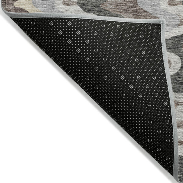 8' X 10' Charcoal Gray And Silver Abstract Washable Indoor Outdoor Area Rug