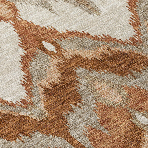 8' X 10' Orange Beige And Copper Ikat Washable Indoor Outdoor Area Rug
