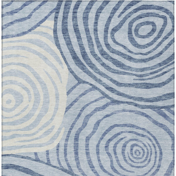 10' X 14' Sky Blue Denim Blue And Ivory Abstract Washable Indoor Outdoor Area Rug