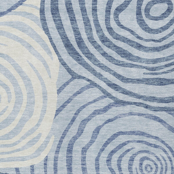 10' X 14' Sky Blue Denim Blue And Ivory Abstract Washable Indoor Outdoor Area Rug