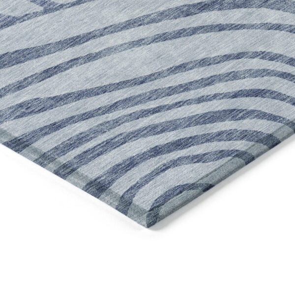 10' X 14' Sky Blue Denim Blue And Ivory Abstract Washable Indoor Outdoor Area Rug
