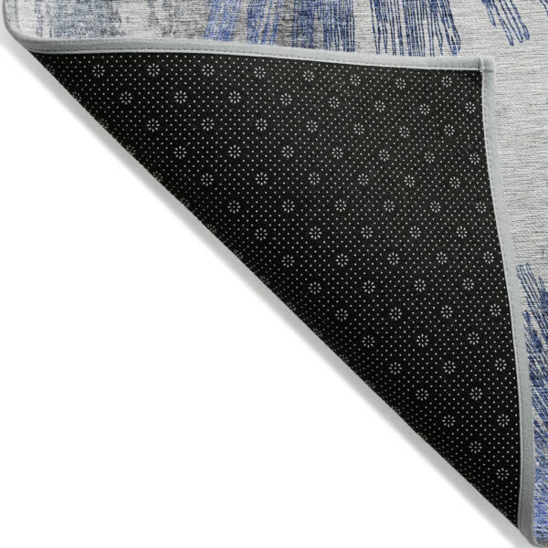 10' X 14' Blush Denim Blue And Navy Blue Abstract Washable Indoor Outdoor Area Rug