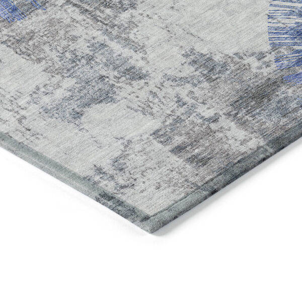 10' X 14' Blush Denim Blue And Navy Blue Abstract Washable Indoor Outdoor Area Rug