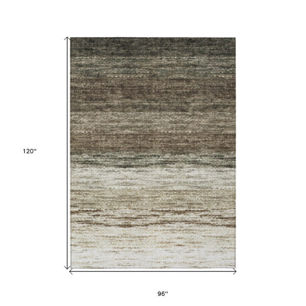 8' X 10' Brown Beige And Tan Ombre Washable Indoor Outdoor Area Rug