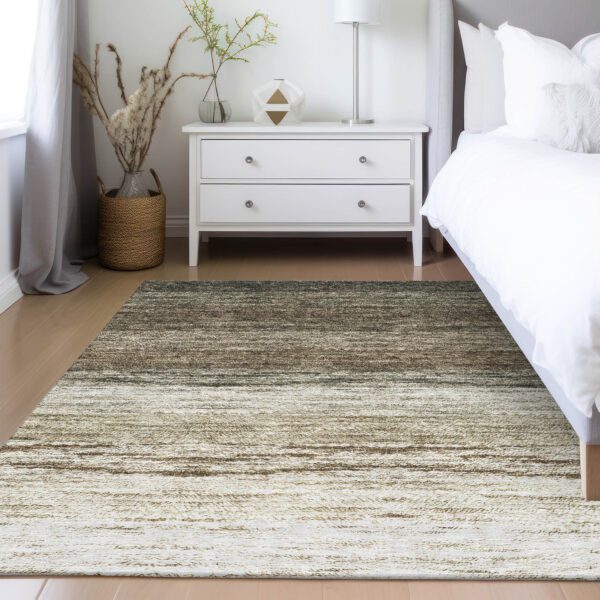 8' X 10' Brown Beige And Tan Ombre Washable Indoor Outdoor Area Rug