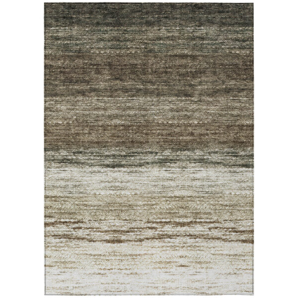 8' X 10' Brown Beige And Tan Ombre Washable Indoor Outdoor Area Rug