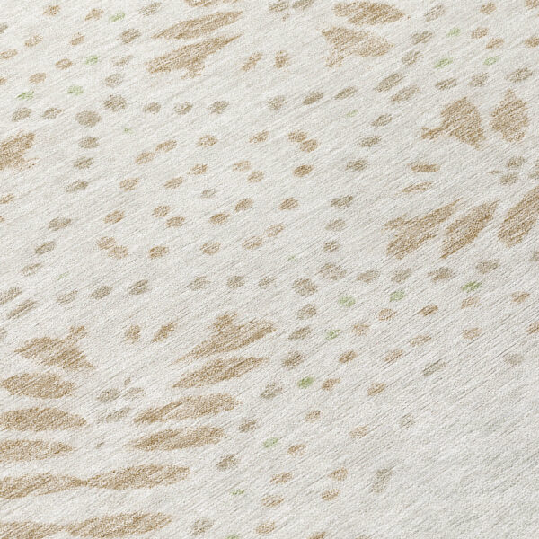 8' Beige Taupe And Tan Round Floral Washable Indoor Outdoor Area Rug