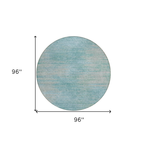 8' Aqua Teal Blue And Gray Round Abstract Washable Indoor Outdoor Area Rug