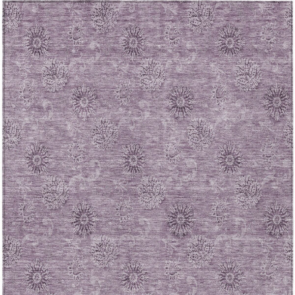 8' X 10' Plum And Purple Floral Washable Indoor Outdoor Area Rug