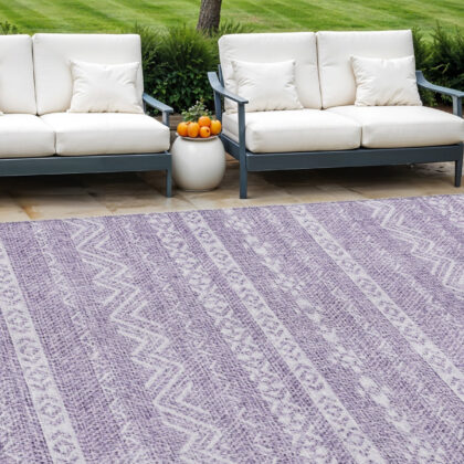 10' X 14' Purple And Lavender Southwestern Washable Indoor Outdoor Area Rug
