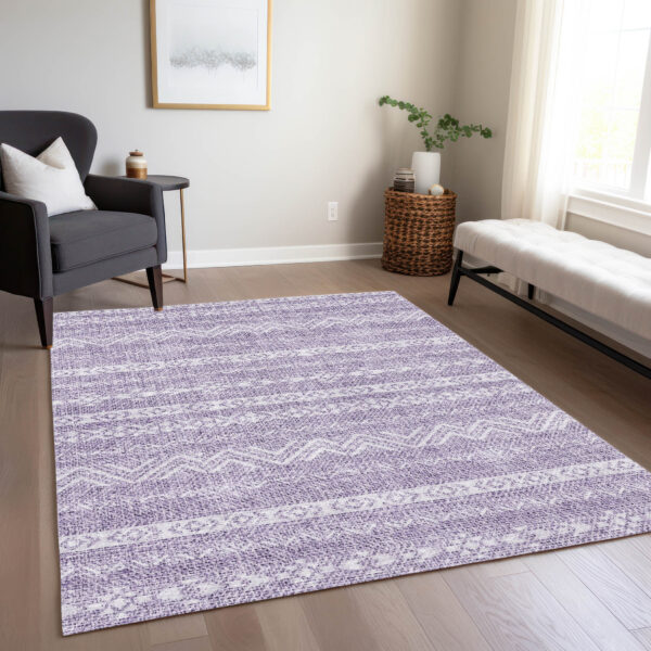 10' X 14' Purple And Lavender Southwestern Washable Indoor Outdoor Area Rug