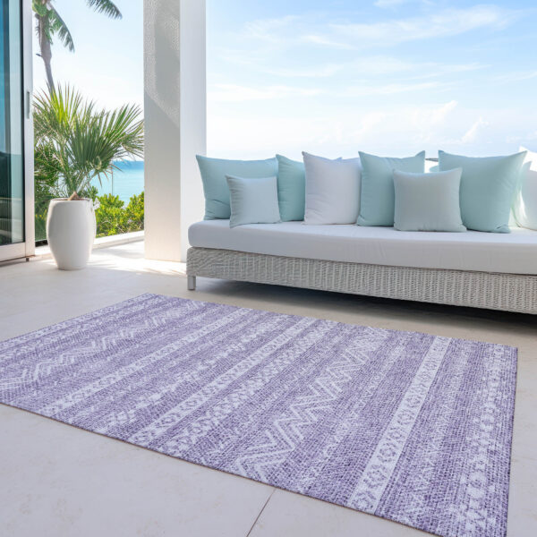 10' X 14' Purple And Lavender Southwestern Washable Indoor Outdoor Area Rug