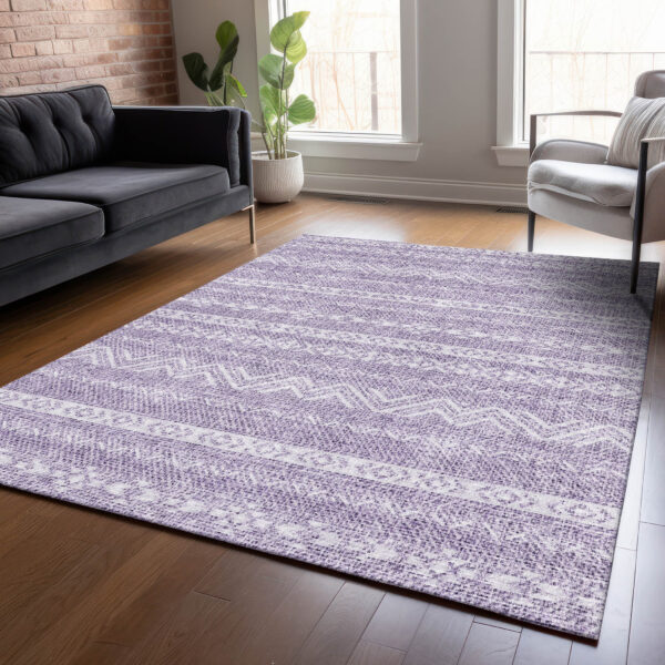 10' X 14' Purple And Lavender Southwestern Washable Indoor Outdoor Area Rug