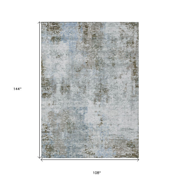 9' X 12' Brown Taupe And Gray Abstract Washable Indoor Outdoor Area Rug