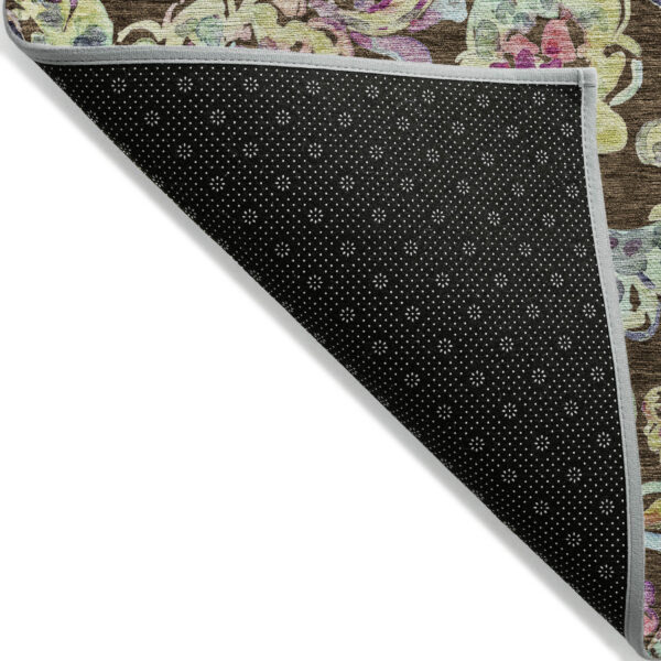 9' X 12' Chocolate And Artichoke Green Paisley Washable Indoor Outdoor Area Rug