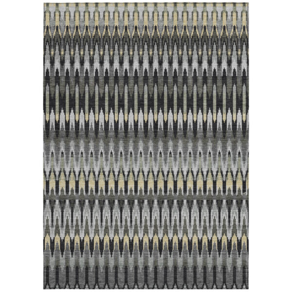 8' X 10' Charcoal Gray And Beige Southwestern Washable Indoor Outdoor Area Rug