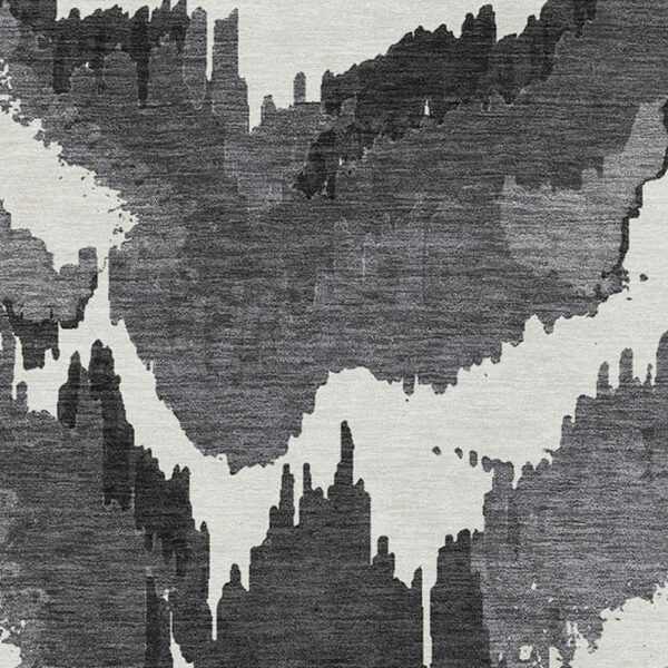 10' X 14' Black Gray And Charcoal Abstract Washable Indoor Outdoor Area Rug