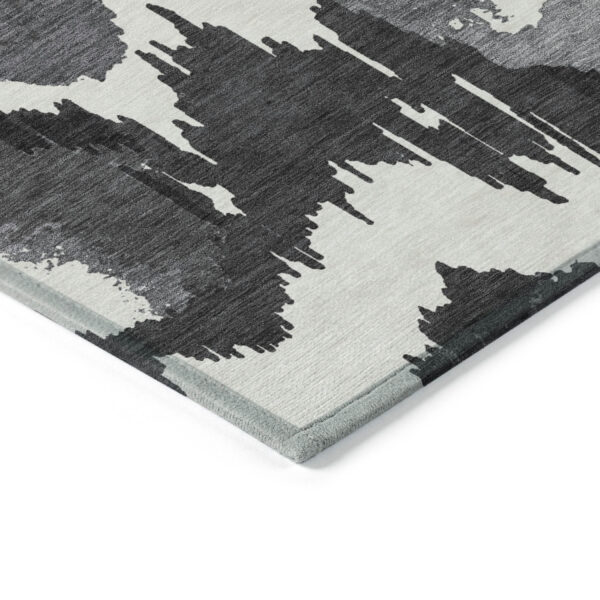 10' X 14' Black Gray And Charcoal Abstract Washable Indoor Outdoor Area Rug