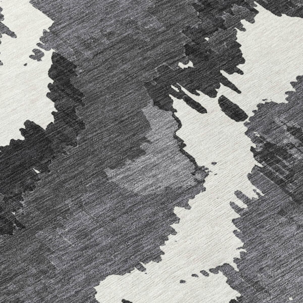 10' X 14' Black Gray And Charcoal Abstract Washable Indoor Outdoor Area Rug