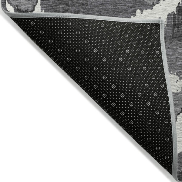 10' X 14' Black Gray And Charcoal Abstract Washable Indoor Outdoor Area Rug