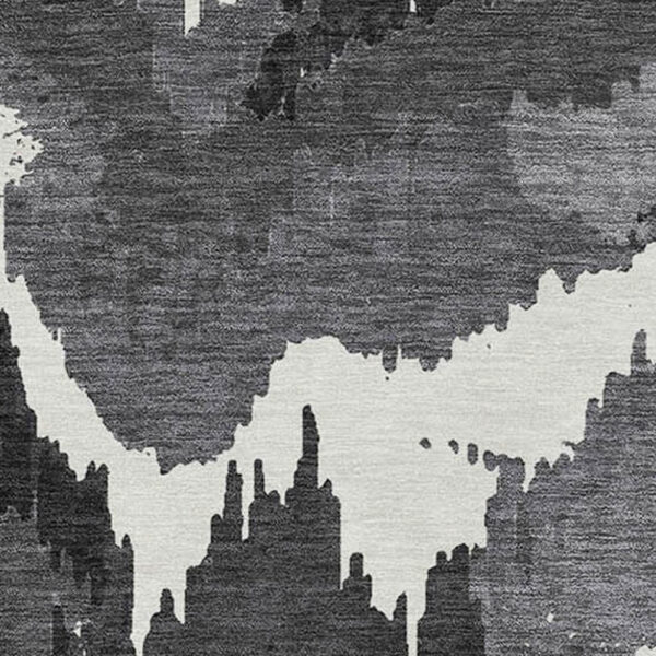 10' X 14' Black Gray And Charcoal Abstract Washable Indoor Outdoor Area Rug