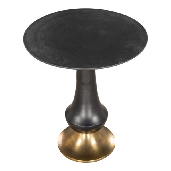 21" Black And Gold Aluminum Round Pedestal End Table
