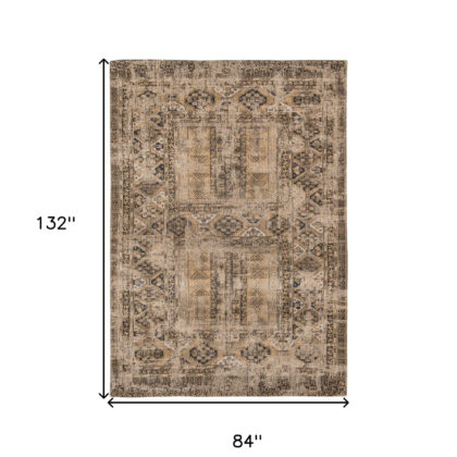 8' x 11' Brown Oriental Non Skid Area Rug