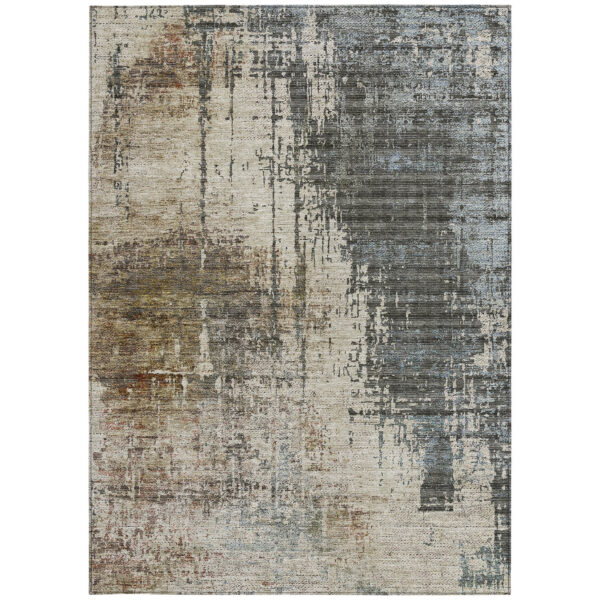 5' X 8' Beige Brown And Gray Abstract Washable Indoor Outdoor Area Rug