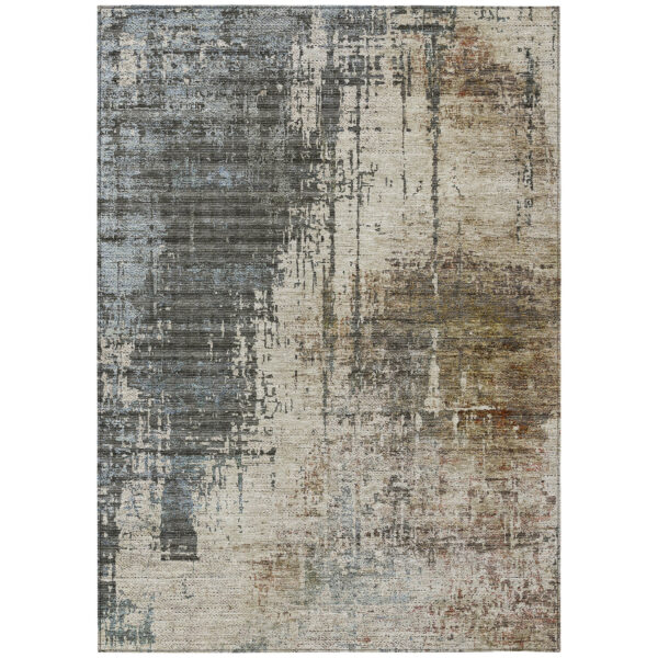 5' X 8' Beige Brown And Gray Abstract Washable Indoor Outdoor Area Rug