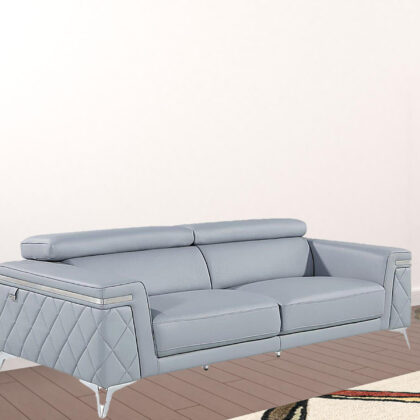 Blue Top Grain Leather Five Person Seating Set